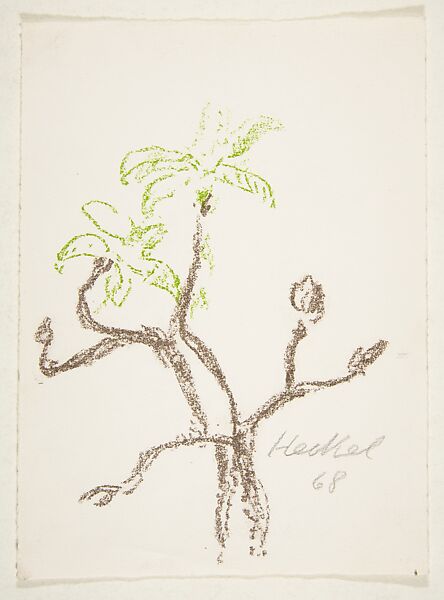 38. Jahresblatt I: Zweig, Erich Heckel (German, Döbeln 1883–1970 Radolfzell), Lithograph in green and brown ink 