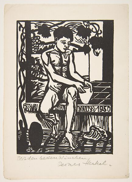 19. Jahresblatt: Knabe Gefäss Formend, Erich Heckel (German, Döbeln 1883–1970 Radolfzell), Woodcut 