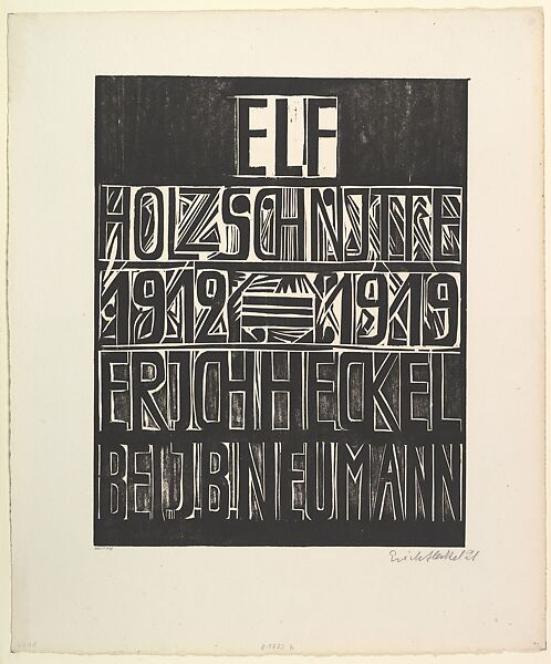 Title page from the portfolio Eleven Woodcuts, 1912-1919 (Titelblatt aus der Mappe Elf Holzschnitte, 1912-1919), Erich Heckel (German, Döbeln 1883–1970 Radolfzell), Woodcut 