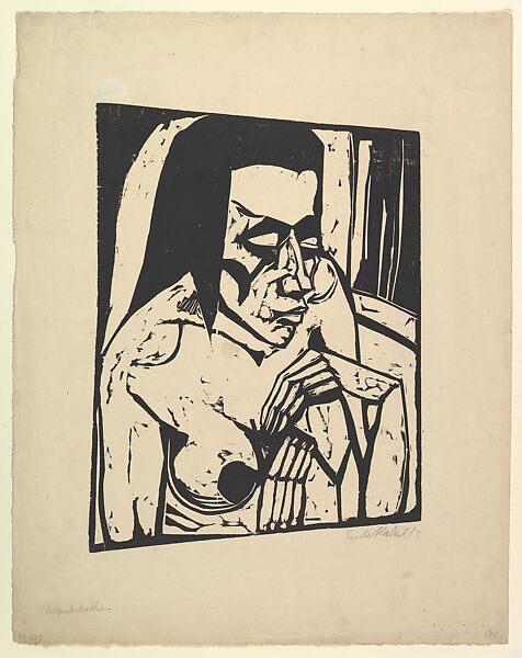 Crouching Woman (Hockende), from "Eleven Woodcuts" (Elf Holzschnitte), Erich Heckel (German, Döbeln 1883–1970 Radolfzell), Woodcut 