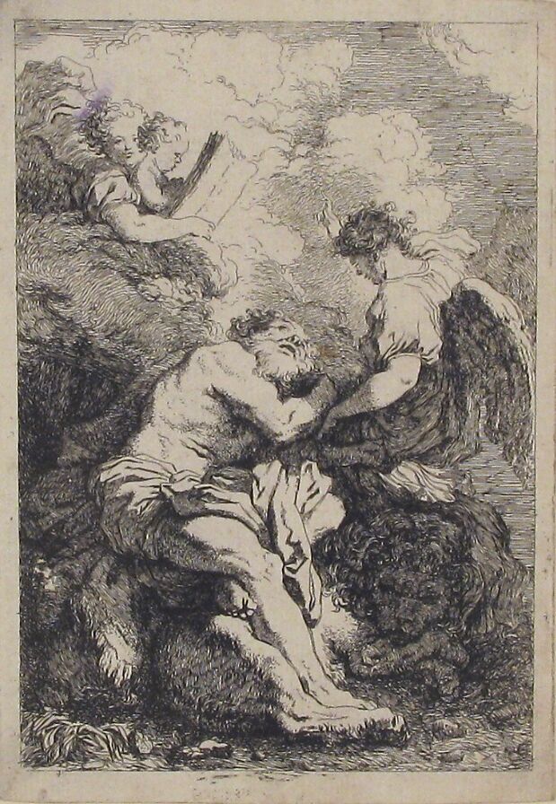 The Vision of Saint Jerome, Jean Honoré Fragonard (French, Grasse 1732–1806 Paris), Etching, first state