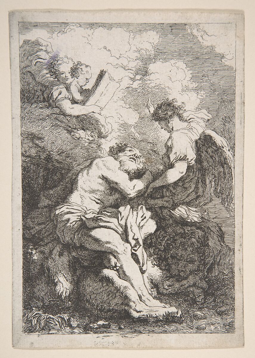 The Vision of Saint Jerome, Jean Honoré Fragonard (French, Grasse 1732–1806 Paris), Etching, first state
