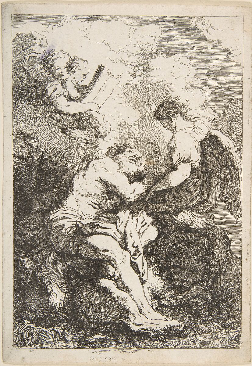 The Vision of Saint Jerome, Jean Honoré Fragonard (French, Grasse 1732–1806 Paris), Etching, first state 