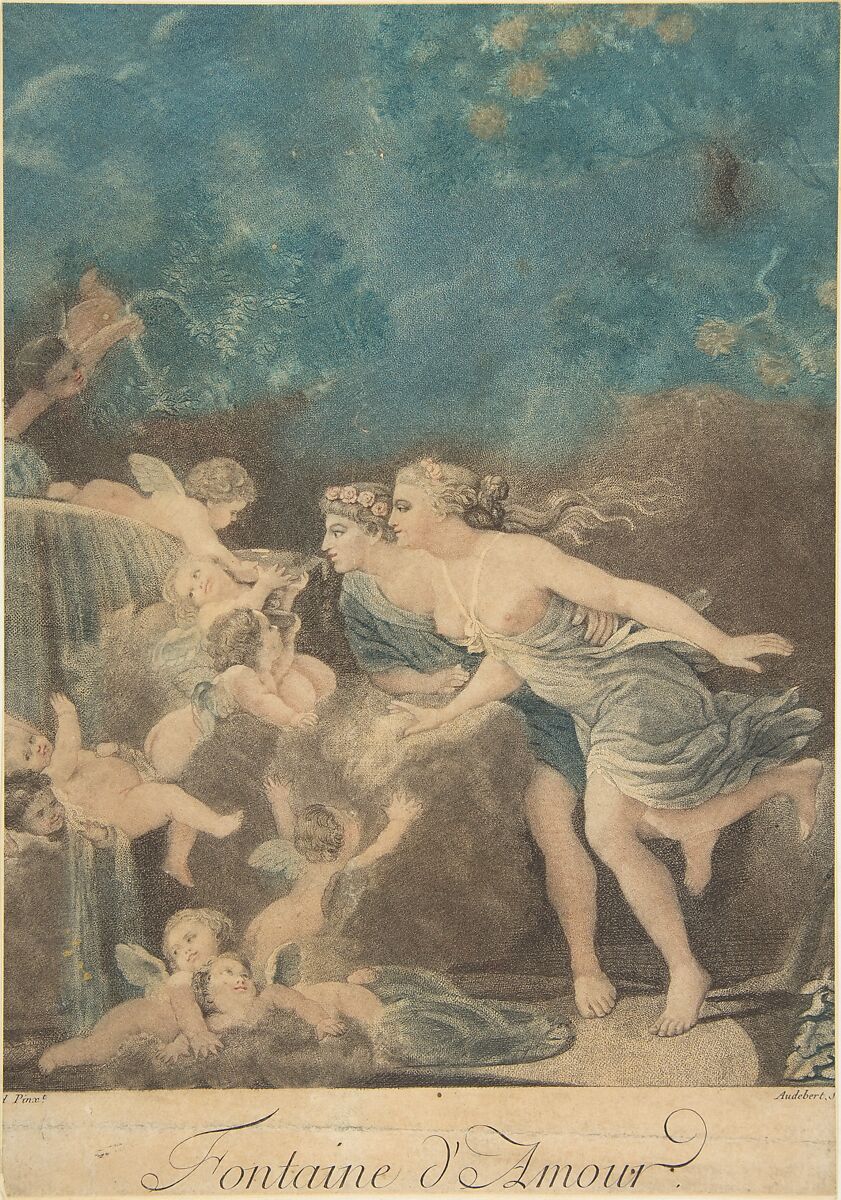 La Fontaine d'Amour, Jean-Baptiste Audebert (French), Etching with aquatint 