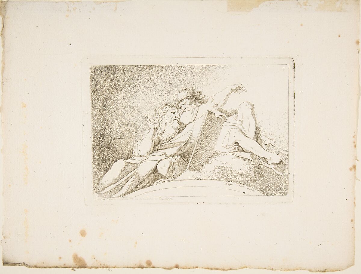 Moses and a Prophet, Jean Honoré Fragonard (French, Grasse 1732–1806 Paris), Etching, first state 