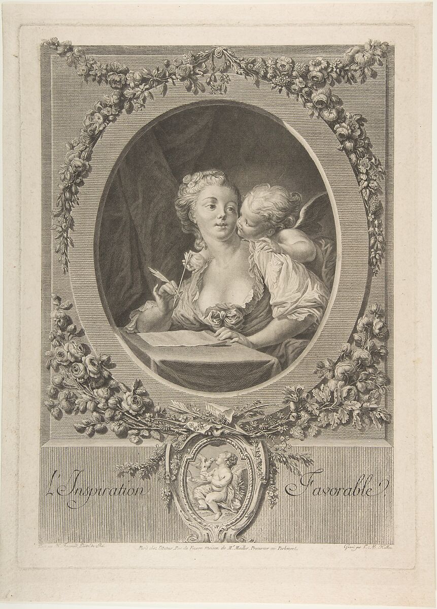 L'Inspiration Favorable, After Jean Honoré Fragonard (French, Grasse 1732–1806 Paris), Etching 
