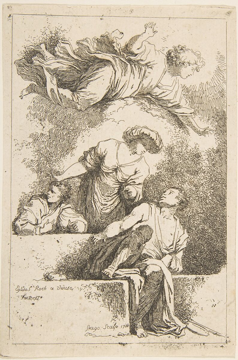 The Disciples at the Tomb, Jean Honoré Fragonard (French, Grasse 1732–1806 Paris), Etching, first state of two 