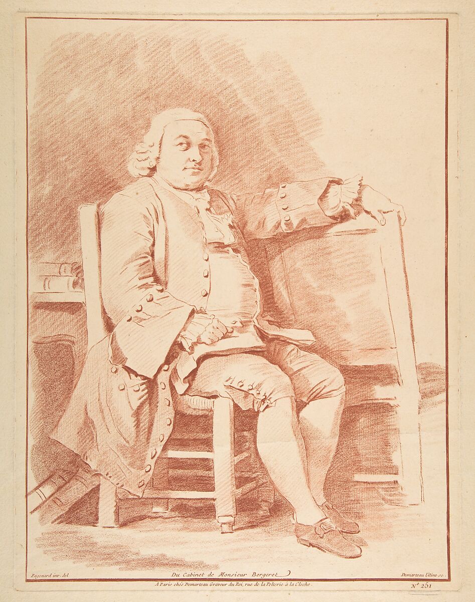 Portrait de Bergeret, After Jean Honoré Fragonard (French, Grasse 1732–1806 Paris), Etching 