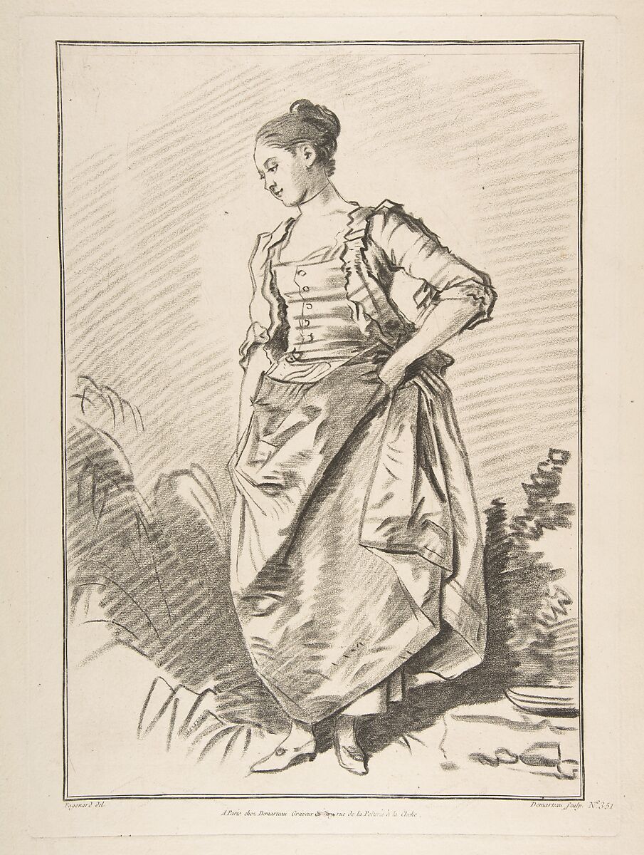 Femme debout de face, After Jean Honoré Fragonard (French, Grasse 1732–1806 Paris), Etching 