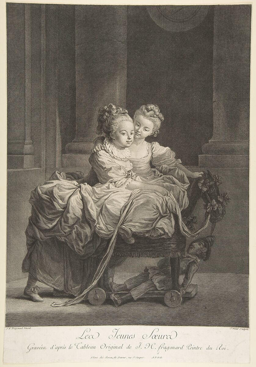 Les Jeunes Soeurs, After Jean Honoré Fragonard (French, Grasse 1732–1806 Paris), Etching, first state 