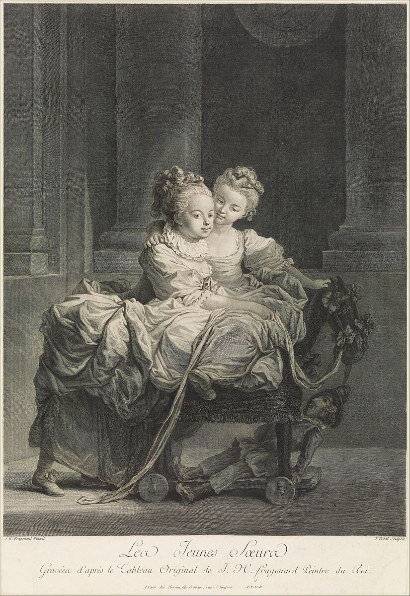 Les Jeunes Soeurs, After Jean Honoré Fragonard (French, Grasse 1732–1806 Paris), Etching, first state
