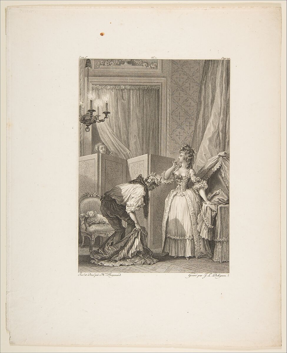 Le Cocu battu et content, from Contes et nouvelles en vers par Jean de La Fontaine.  A Paris, de l'imprimerie de  P. Didot, l'an III de la République, 1795, Jean-Louis Delignon (French, Paris 1755–ca. 1804), Etching and engraving; third state of three (Cohen) 