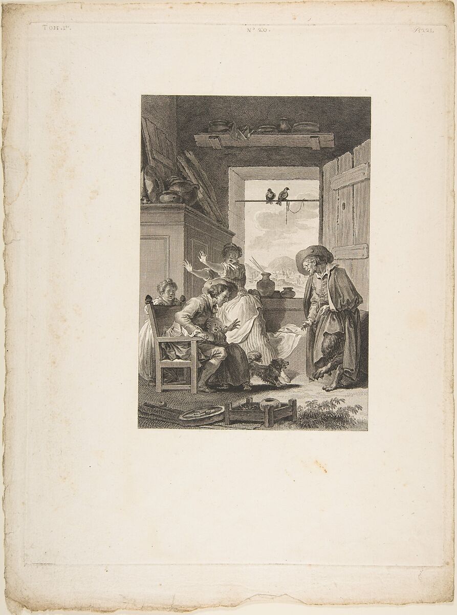 Belphegor, from "Contes et nouvelles en vers par Jean de La Fontaine.  A Paris, de l'imprimerie de  P. Didot, l'an III de la République, 1795", Jean-Baptiste Patas (French, Paris 1744?–?1802 Paris), Etching and engraving; second state of three (Cohen) 