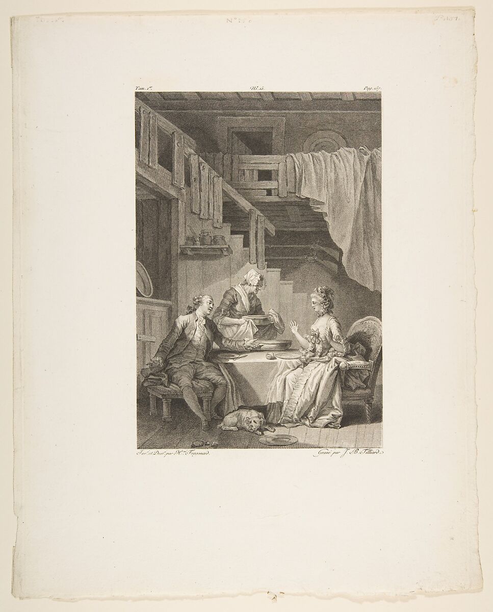 Le Faucon, from Contes et nouvelles en vers par Jean de La Fontaine.  A Paris, de l'imprimerie de  P. Didot, l'an III de la République, 1795, Jean-Baptiste Tilliard (French, 1740?–1813), Etching and engraving; third state of three (Cohen) 