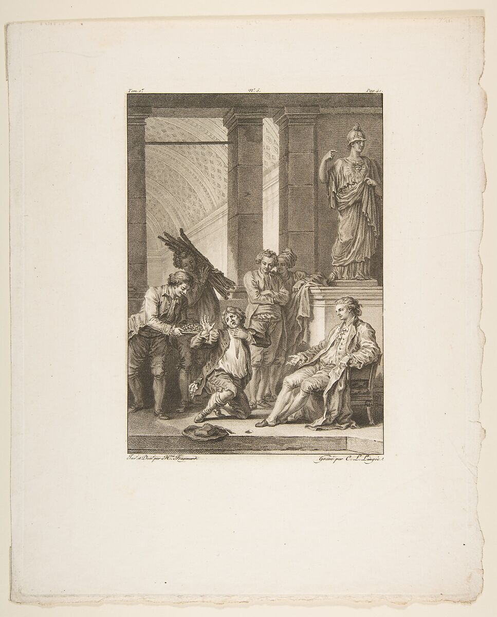 Le Paysan qui avait offense son Seigneur, from Contes et nouvelles en vers par Jean de La Fontaine.  A Paris, de l'imprimerie de  P. Didot, l'an III de la République, 1795, Charles Louis Lingée (French, Paris 1751–1819 Paris), Etching and engraving; third state of three (Cohen) 