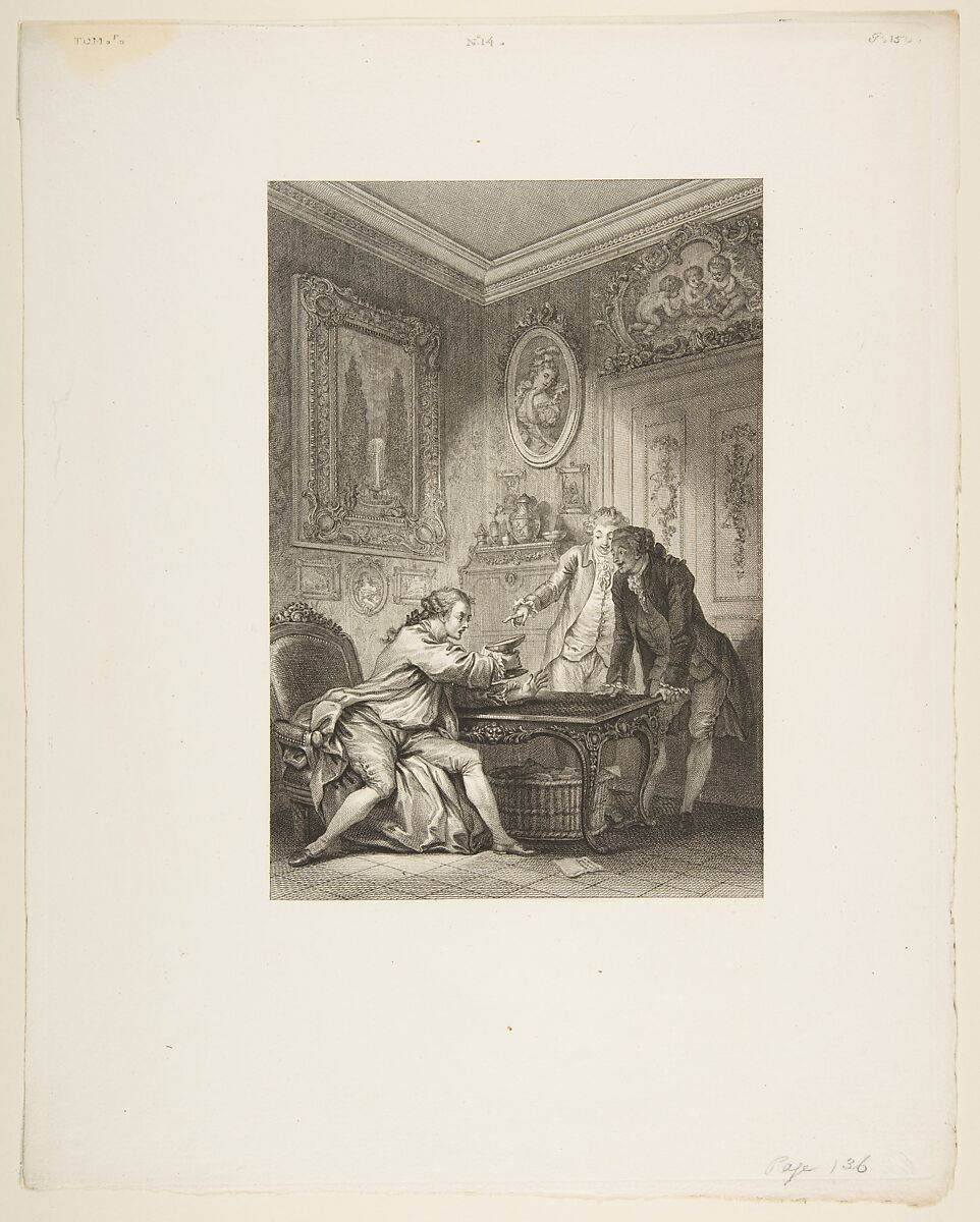 La Coupe Enchantee, from Contes et nouvelles en vers par Jean de La Fontaine.  A Paris, de l'imprimerie de  P. Didot, l'an III de la République, 1795, Jean-Baptiste-Michel Dupréel (French, active 1787–1817), Etching and engraving; second state of three (Cohen) 