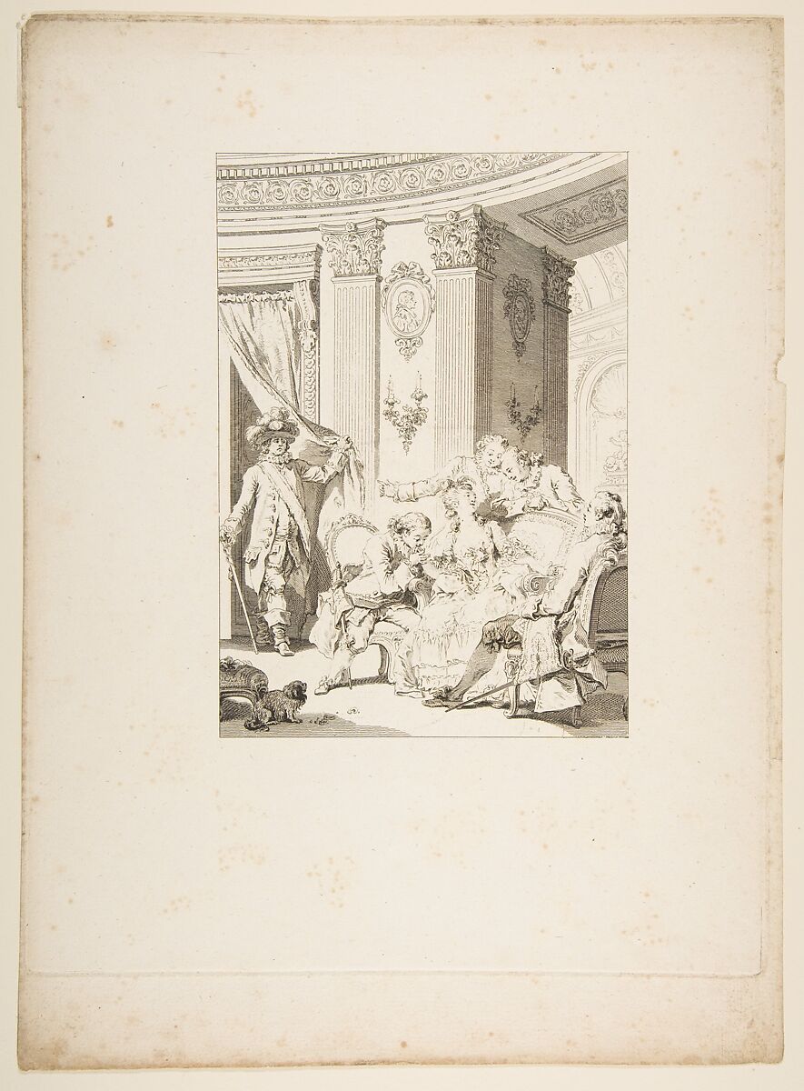 Le Mari Confesseur, from "Contes et nouvelles en vers par Jean de La Fontaine.  A Paris, de l'imprimerie de  P. Didot, l'an III de la République, 1795", Jean-Baptiste Tilliard (French, 1740?–1813), Etching; first state of three (Cohen) 