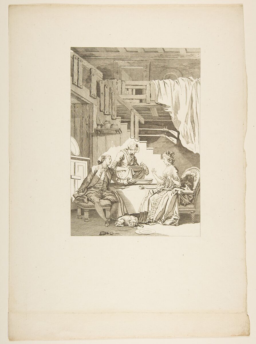 Le Faucon, from "Contes et nouvelles en vers par Jean de La Fontaine.  A Paris, de l'imprimerie de  P. Didot, l'an III de la République, 1795", Jean-Baptiste Tilliard (French, 1740?–1813), Etching; first state of three (Cohen) 