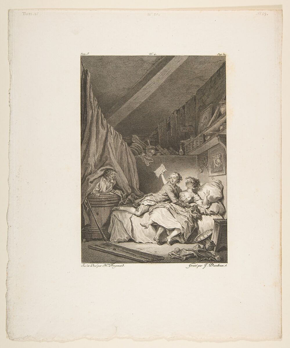 Contes et nouvelles en vers: Le Savetier, Written by Jean de La Fontaine (French, Château-Thierry 1621–1695 Paris), Etching, third state 