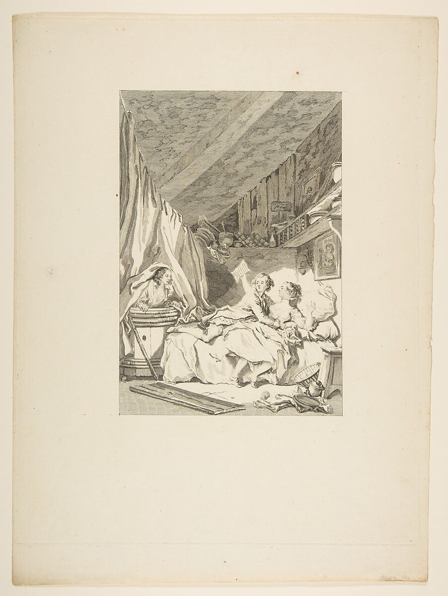 Le Savetier, from "Contes et nouvelles en vers par Jean de La Fontaine.  A Paris, de l'imprimerie de  P. Didot, l'an III de la République, 1795", Jean Dambrun (French, Paris 1741–after 1808), Etching; first state of three (Cohen) 