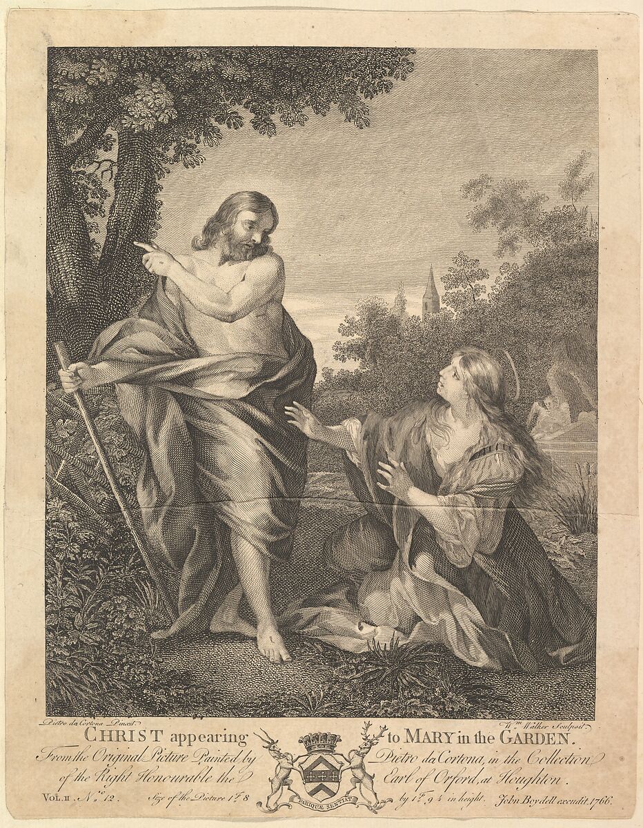 Christ Appearing to Mary in the Garden, After Pietro da Cortona (Pietro Berrettini) (Italian, Cortona 1596–1669 Rome), Engraving 