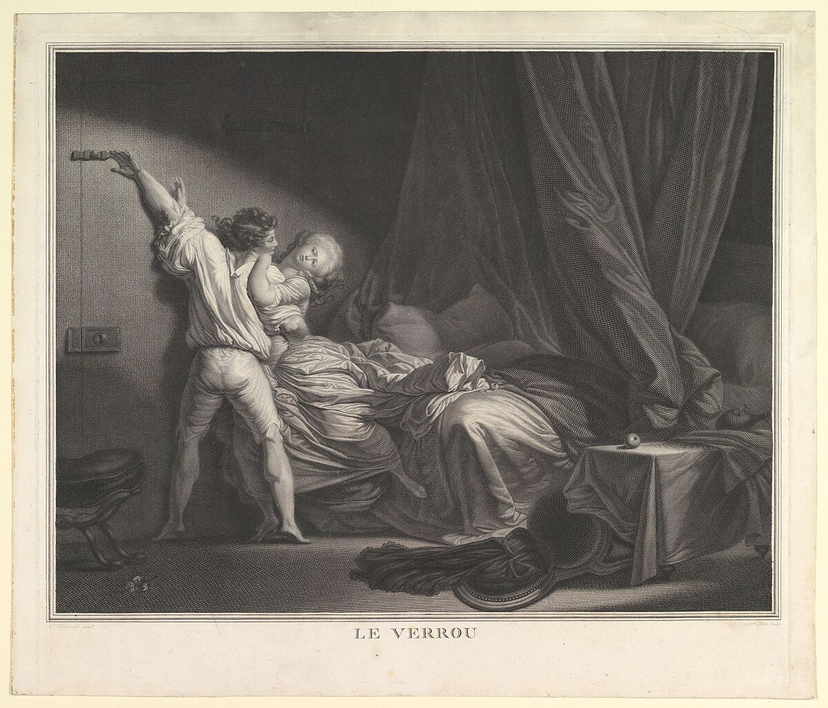 Le Verrou, After Jean Honoré Fragonard (French, Grasse 1732–1806 Paris), Etching, second state 