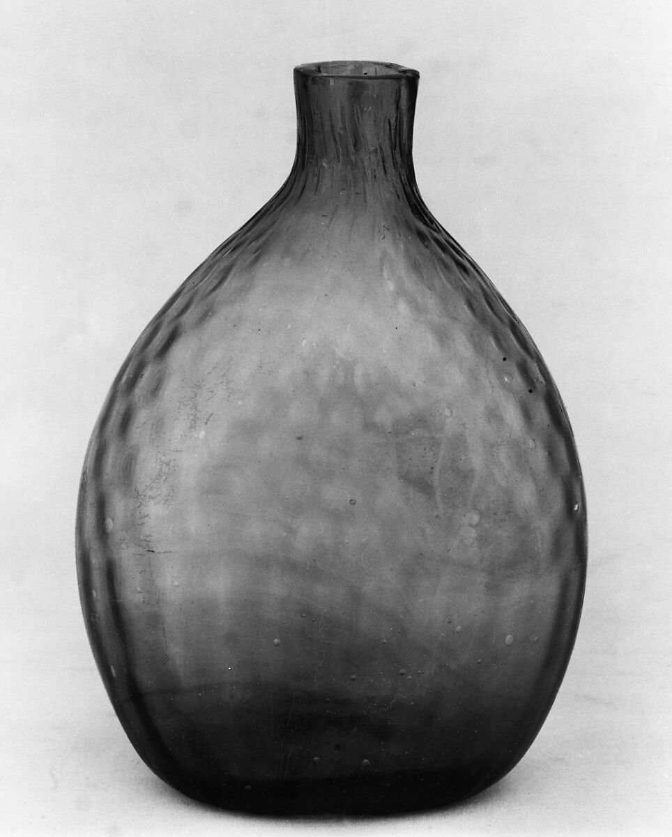 Flask, Blown pattern-molded glass, American 