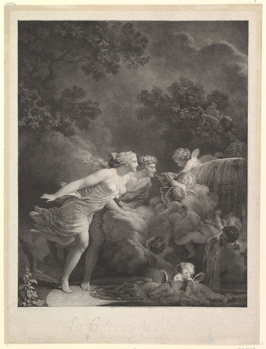 La Fontaine d'Amour, After Jean Honoré Fragonard (French, Grasse 1732–1806 Paris), Etching, second state 
