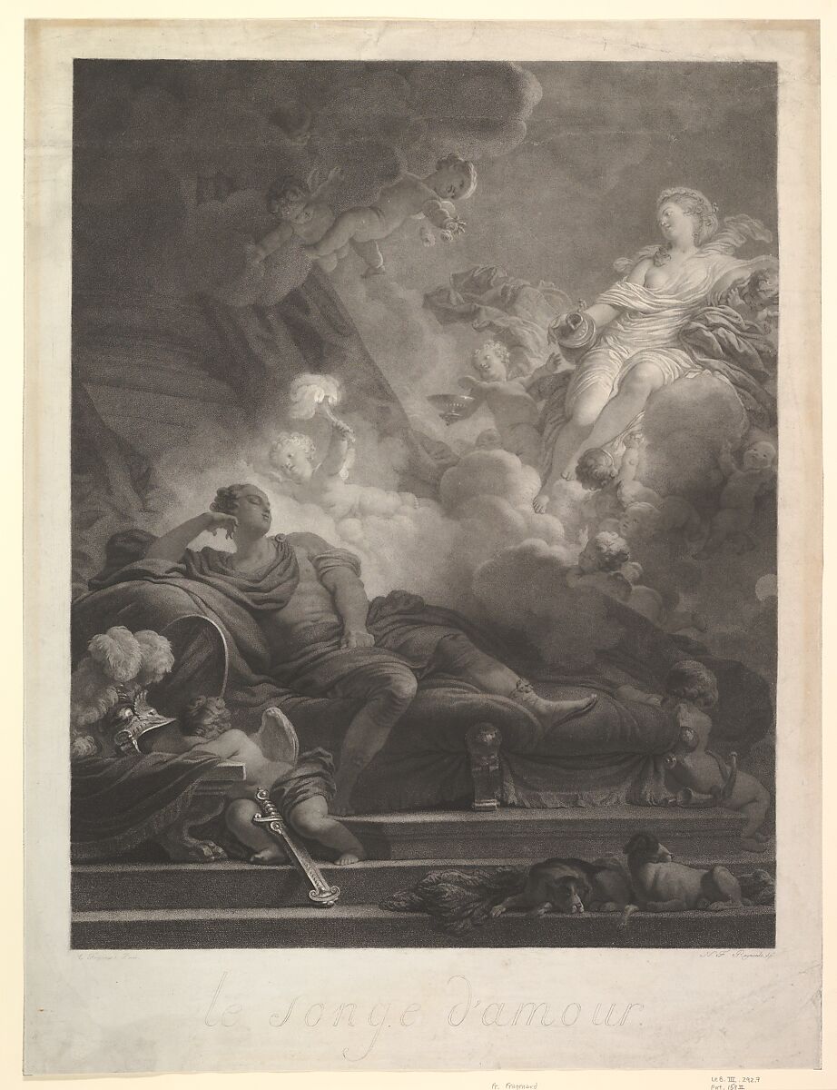 Le Songe d'Amour, After Jean Honoré Fragonard (French, Grasse 1732–1806 Paris), Etching, second state 