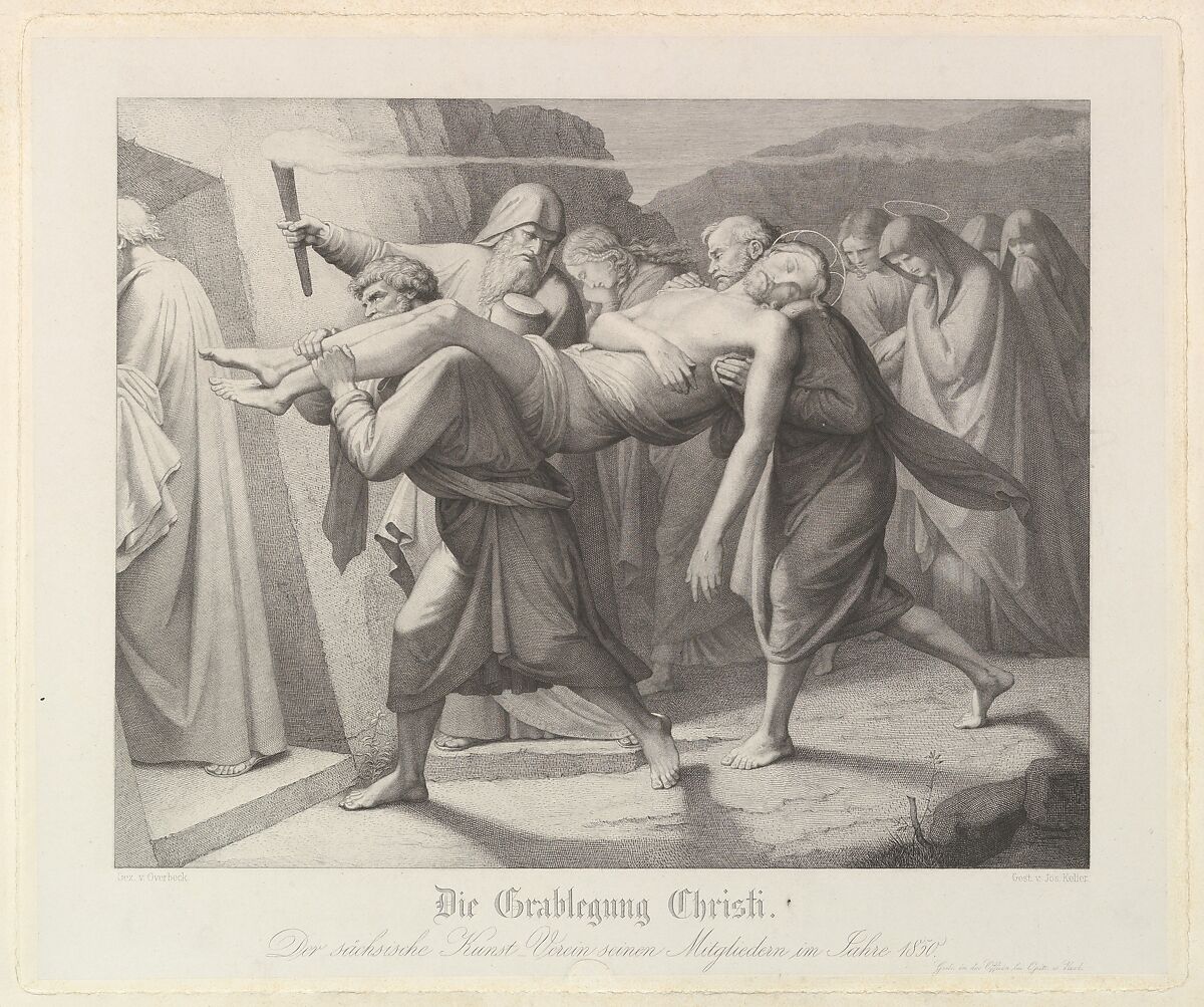 The Entombment, After Johann Friedrich Overbeck (German, Lübeck 1789–1869 Rome), Steel engraving; second state 