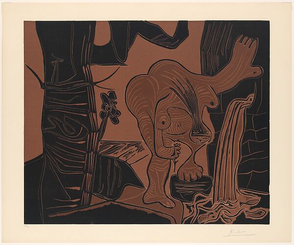 Woman at the Spring, Pablo Picasso (Spanish, Malaga 1881–1973 Mougins, France), Linoleum cut 
