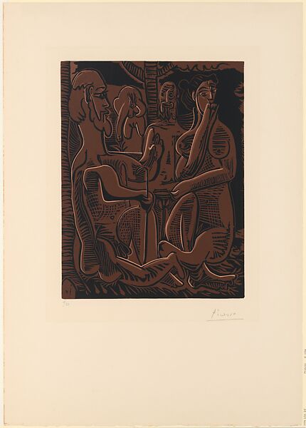 Petit Déjeuner sur l'herbe, after Manet, Pablo Picasso (Spanish, Malaga 1881–1973 Mougins, France), Linoleum cut 