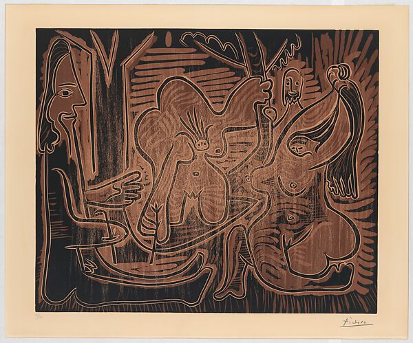 Le déjeuner sur l'herbe, after Manet II, Pablo Picasso (Spanish, Malaga 1881–1973 Mougins, France), Linoleum cut 