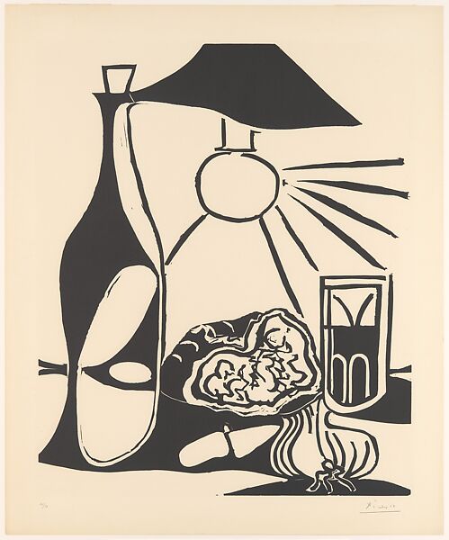 Still Life with a Snack II, Pablo Picasso (Spanish, Malaga 1881–1973 Mougins, France), Linoleum cut 