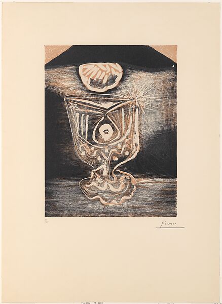 A Glass by Lamplight, Pablo Picasso (Spanish, Malaga 1881–1973 Mougins, France), Linoleum cut 