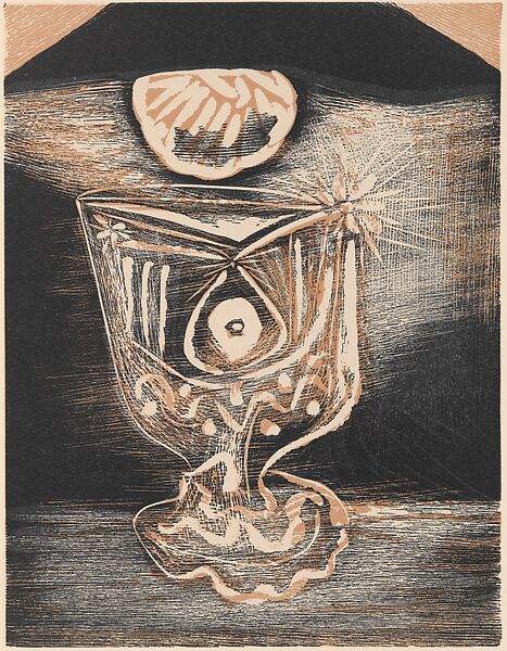 A Glass by Lamplight, Pablo Picasso (Spanish, Malaga 1881–1973 Mougins, France), Linoleum cut