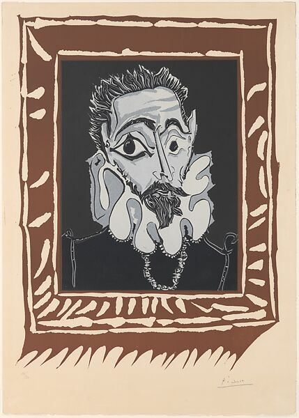 Man with a Ruff, Pablo Picasso (Spanish, Malaga 1881–1973 Mougins, France), Linoleum cut 