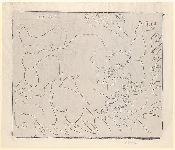 Embrace II, Pablo Picasso (Spanish, Malaga 1881–1973 Mougins, France), Linoleum cut 