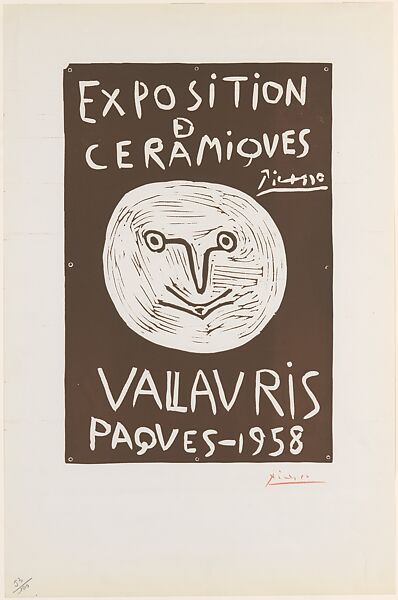 Ceramics Exhibition, Vallauris, Easter 1958, Pablo Picasso (Spanish, Malaga 1881–1973 Mougins, France), Linoleum cut 