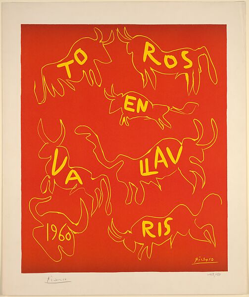 Bulls in Vallauris 1960, Pablo Picasso (Spanish, Malaga 1881–1973 Mougins, France), Linoleum cut 