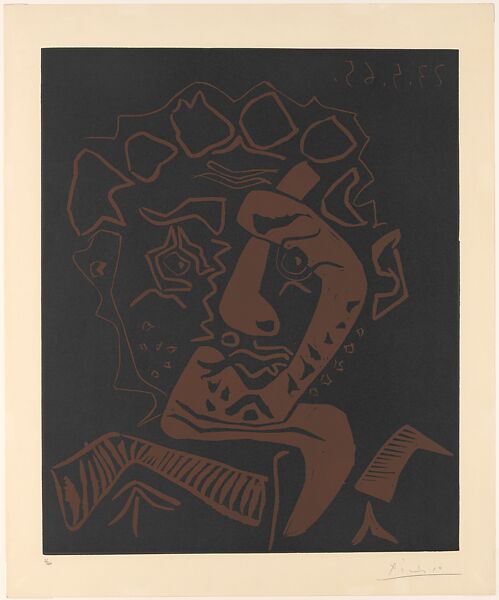 Head of an Actor, Pablo Picasso (Spanish, Malaga 1881–1973 Mougins, France), Linoleum cut 
