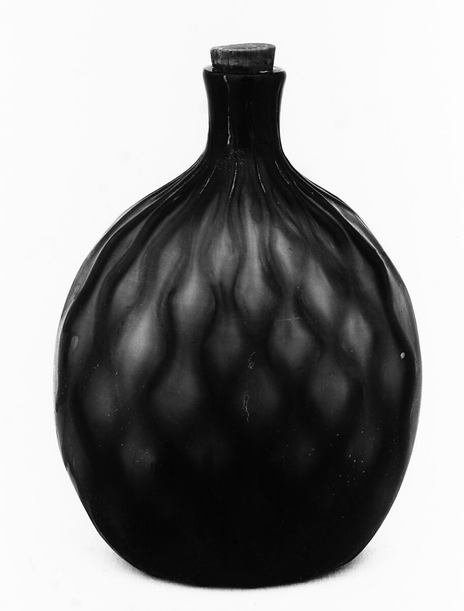 Flask, Blown pattern-molded lead glass, American 