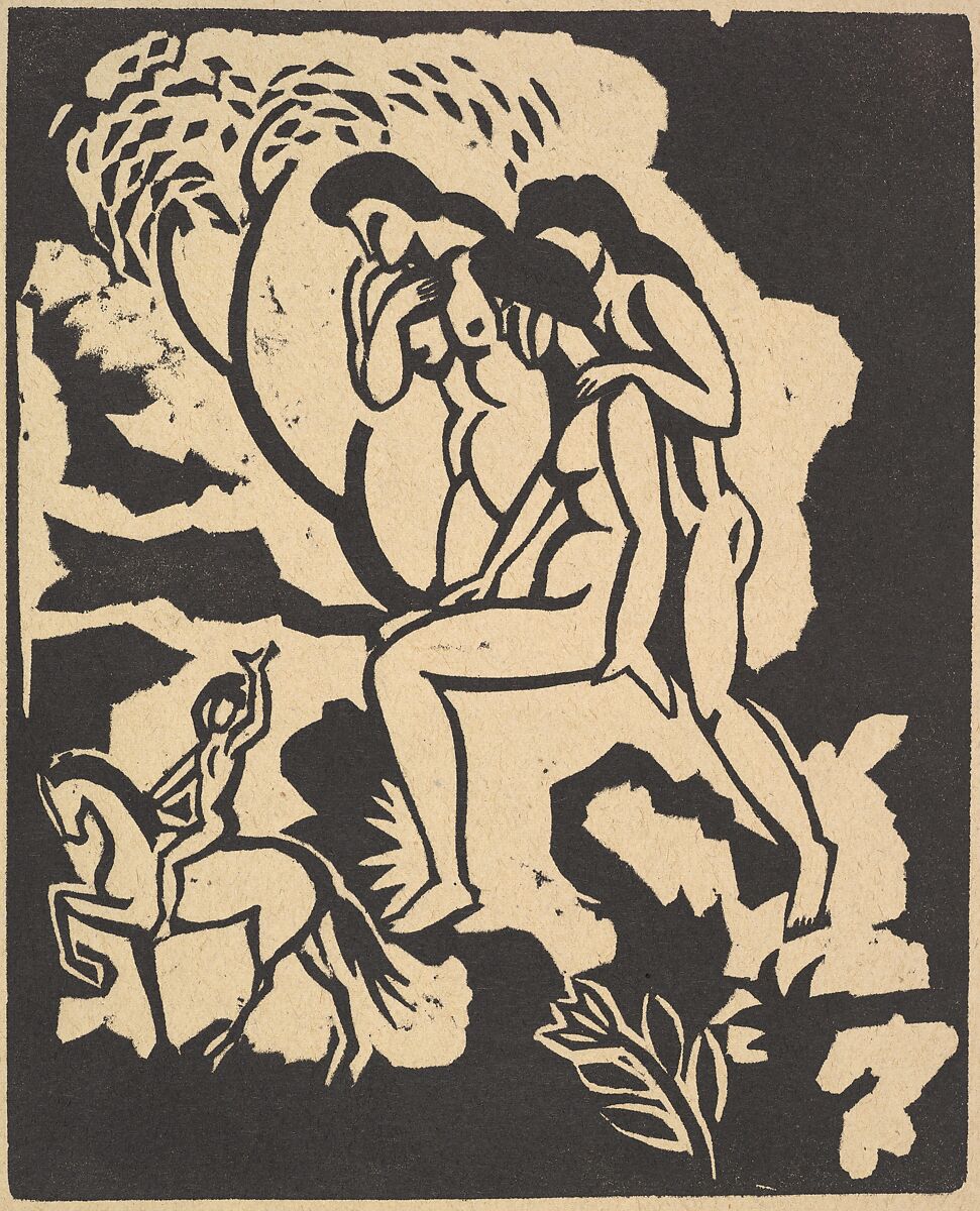 Greeting (Begrüssung), August Macke (German, Meschede 1887–1914 near Perthes-les-Hurlus), Linoleum cut 