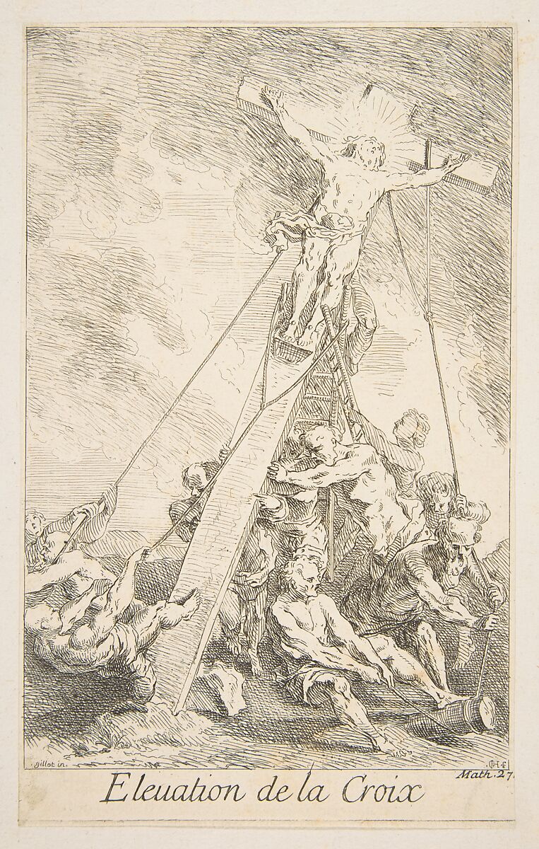 Elevation of the Cross, Claude Gillot (French, Langres 1673–1722 Paris), Etching 