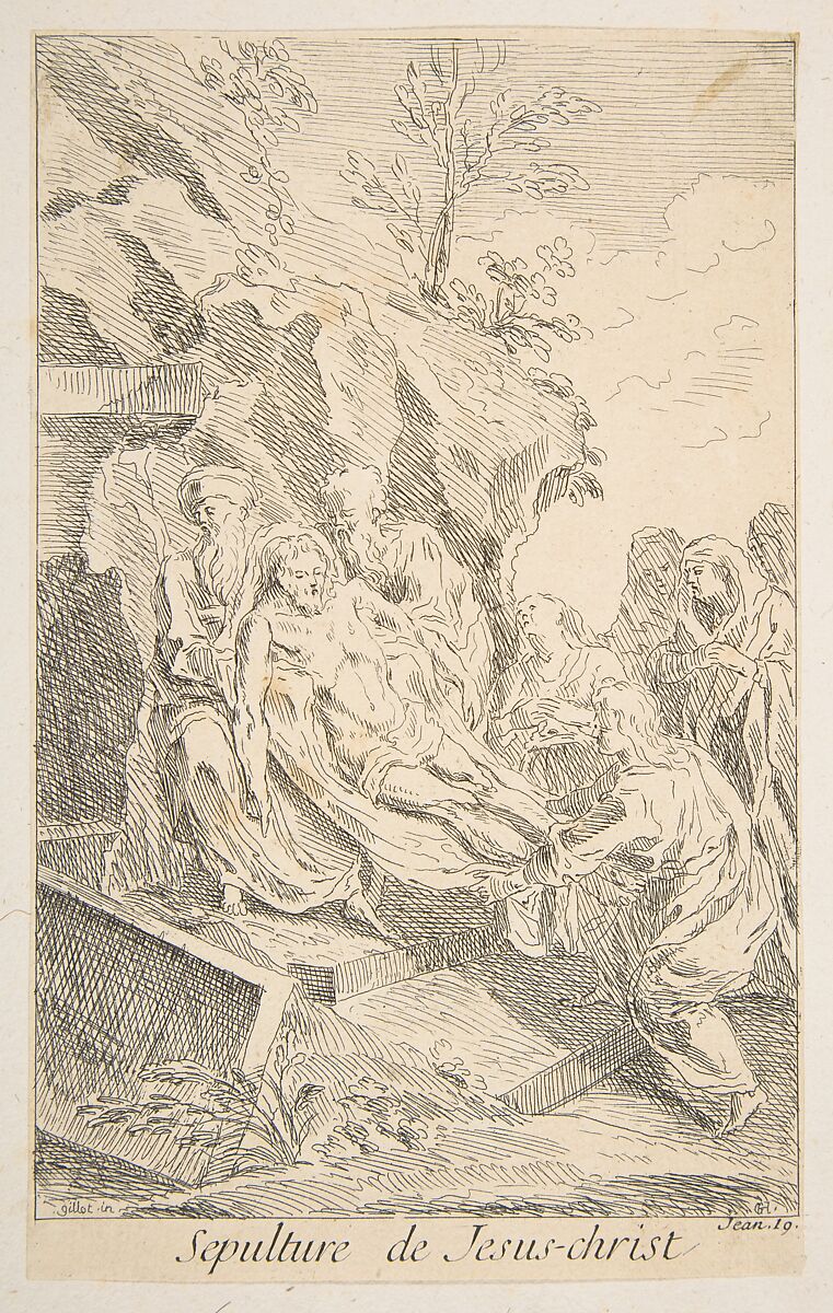Entombment of Christ, Claude Gillot (French, Langres 1673–1722 Paris), Etching, second state 