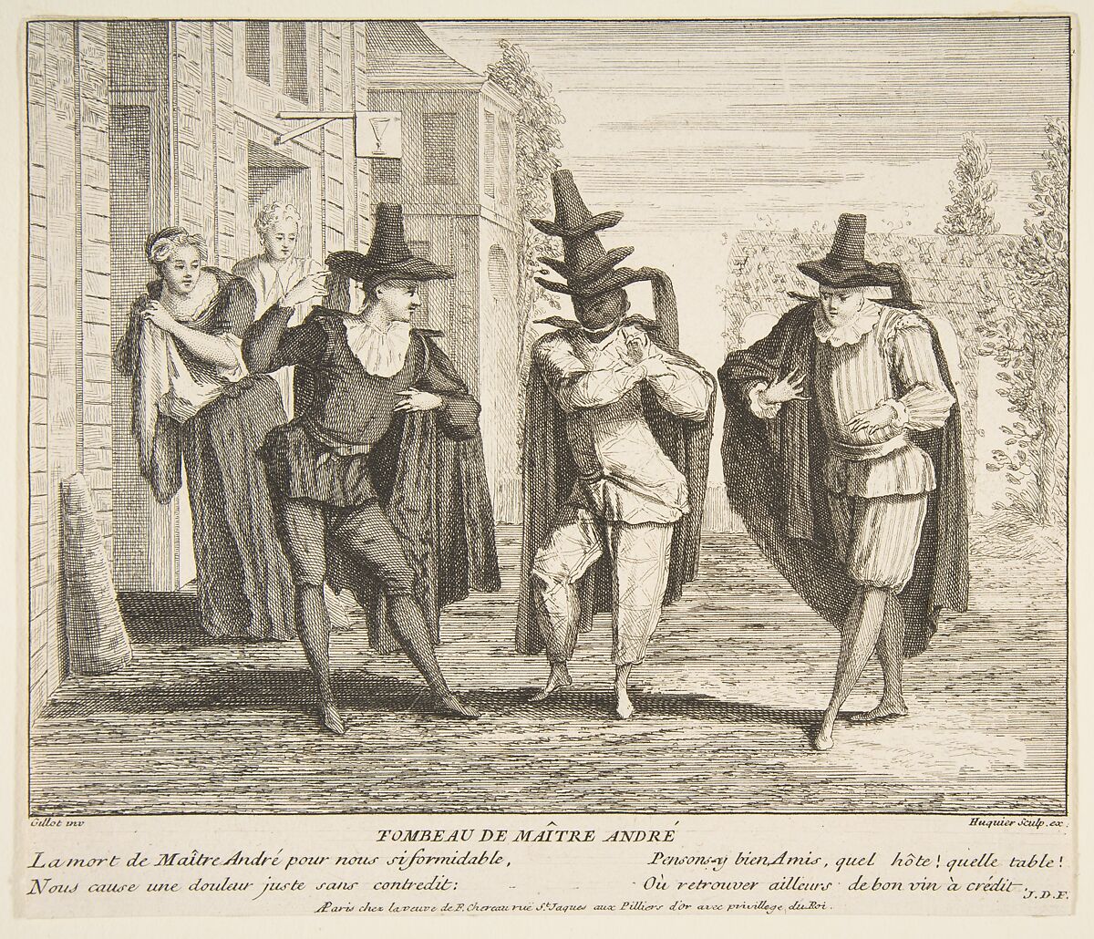The Death of Maitre Andre, Claude Gillot (French, Langres 1673–1722 Paris), Etching, second state 