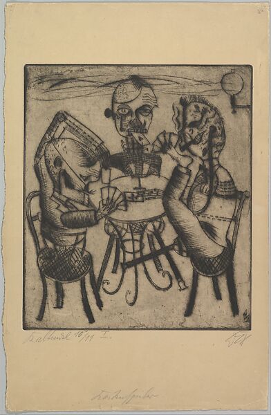 Card Players (Kartenspieler), Otto Dix  German, Drypoint