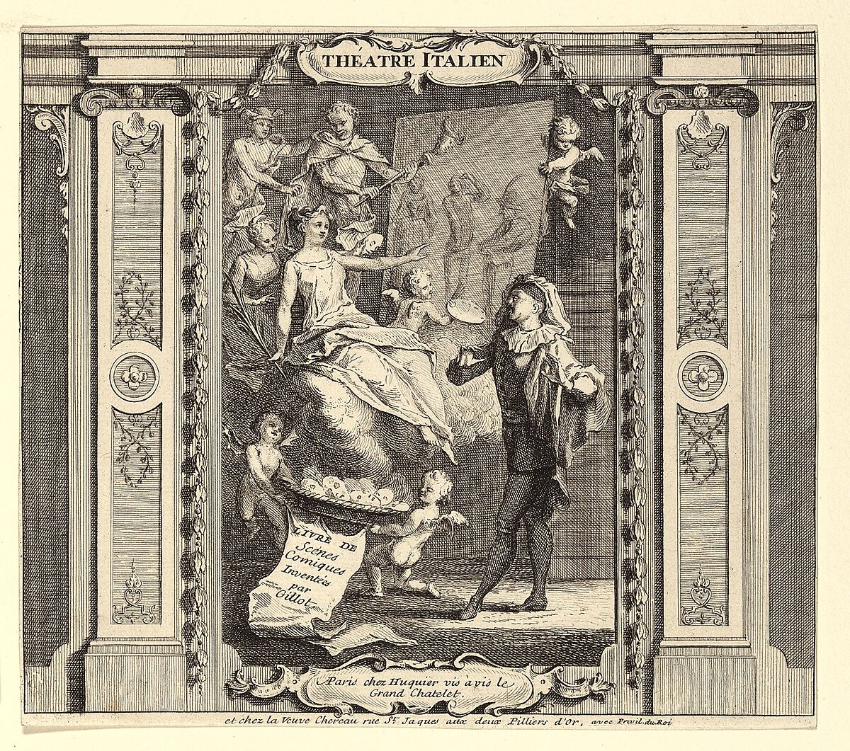 Frontispice to Theatre Italien, Claude Gillot (French, Langres 1673–1722 Paris), Etching; second state