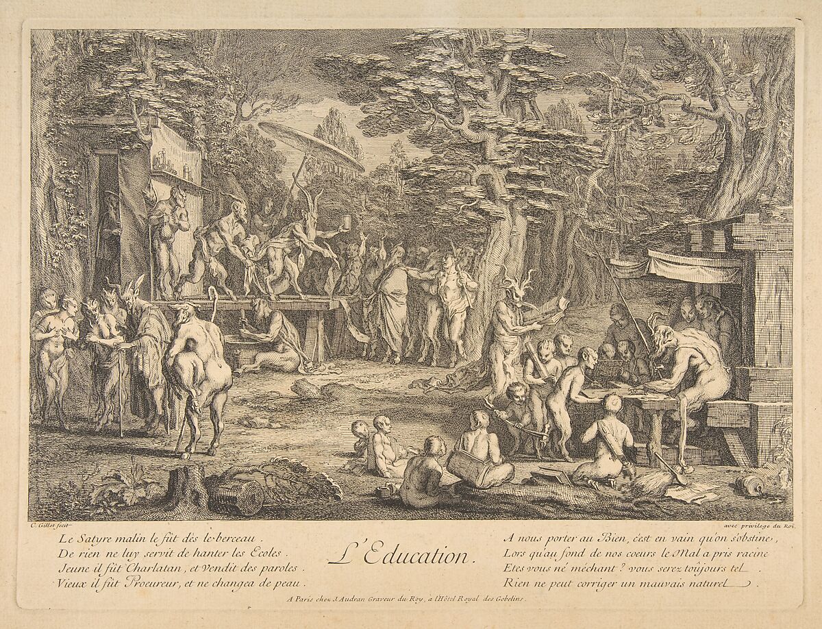Education, Claude Gillot (French, Langres 1673–1722 Paris), Etching, third state 
