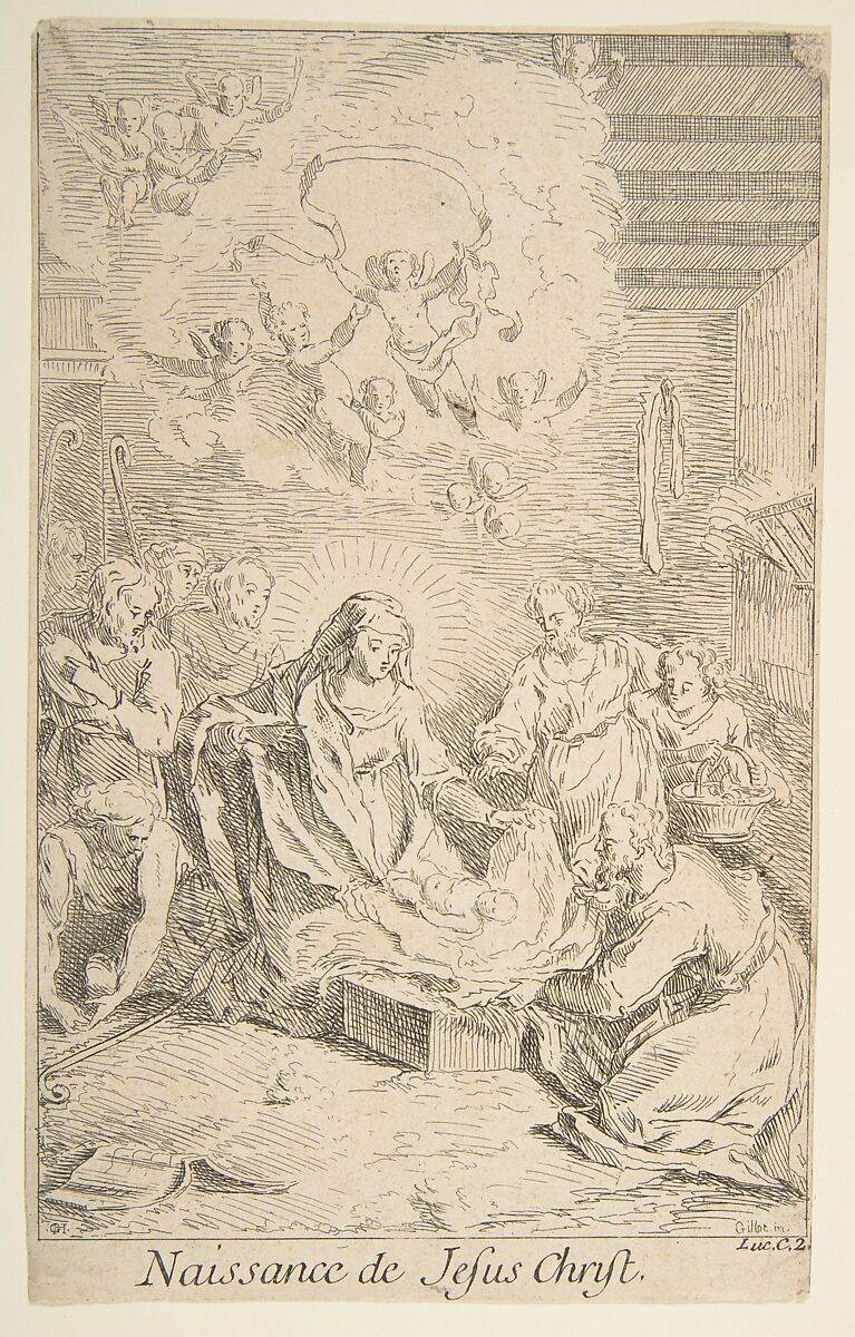 Nativity, Claude Gillot (French, Langres 1673–1722 Paris), Etching, second state 